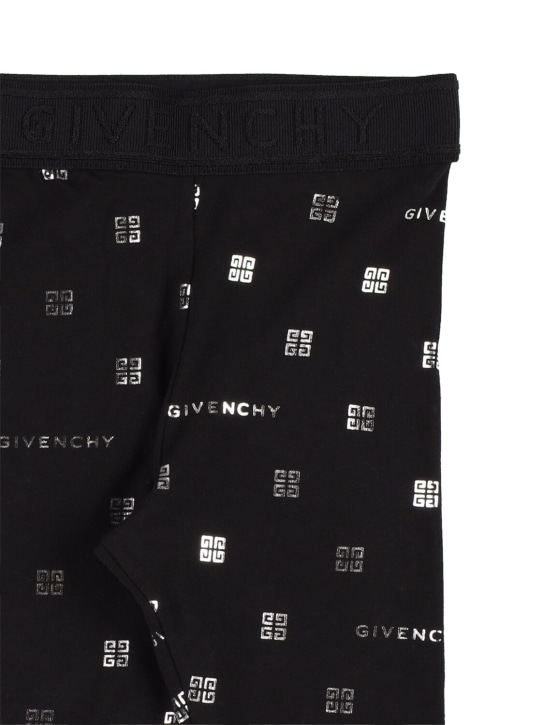 Givenchy: Legging en jersey de coton à logo - Noir - kids-girls_1 | Luisa Via Roma