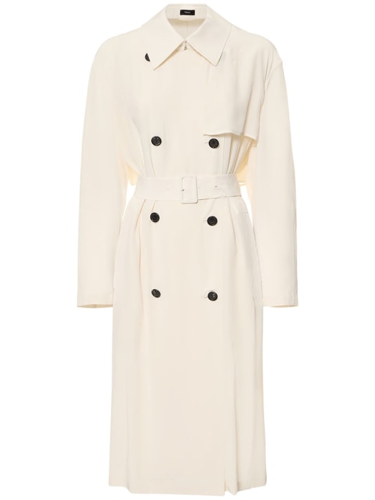 Theory: Double breasted viscose trench coat - White - women_0 | Luisa Via Roma