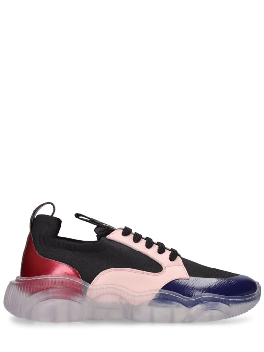 Moschino: Sneakers en simili-cuir et maille Teddy - Multicolore - women_0 | Luisa Via Roma