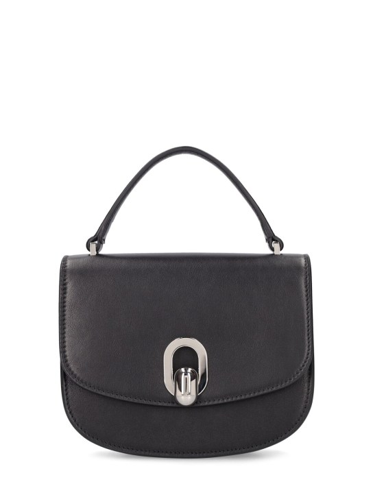 Savette: Mini Tondo leather top handle bag - Black - women_0 | Luisa Via Roma