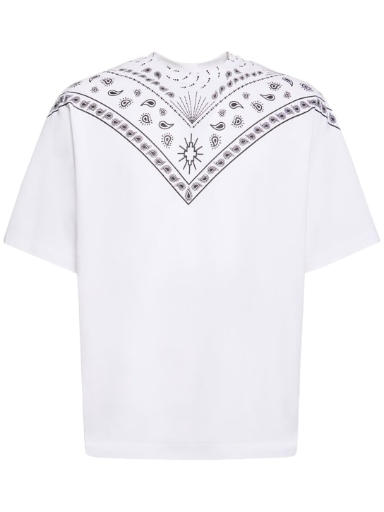 Marcelo Burlon County Of Milan: T-shirt oversize en coton imprimé bandana - Blanc - men_0 | Luisa Via Roma