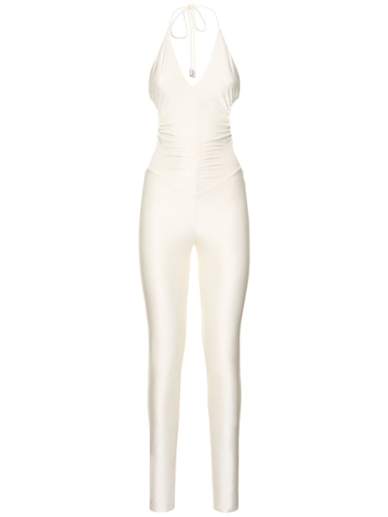 Alexandre Vauthier: LVR Exclusive draped jersey jumpsuit - White - women_0 | Luisa Via Roma