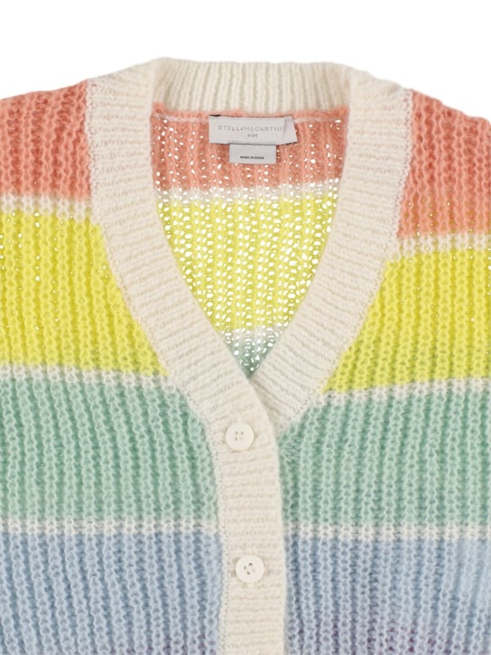 Stella Mccartney Kids: Striped recycled poly knit cardigan - Multicolor - kids-girls_1 | Luisa Via Roma