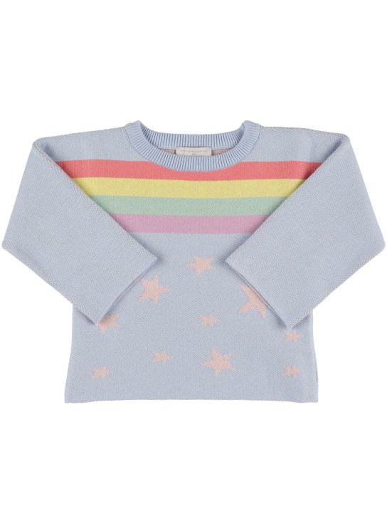 Stella Mccartney Kids: Organic cotton blend knit sweater - Light Blue - kids-girls_0 | Luisa Via Roma