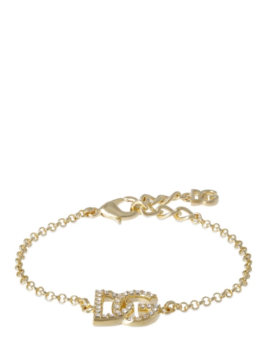 Dolce&Gabbana: DG logo crystal chain bracelet - Gold/Crystal - women_0 | Luisa Via Roma
