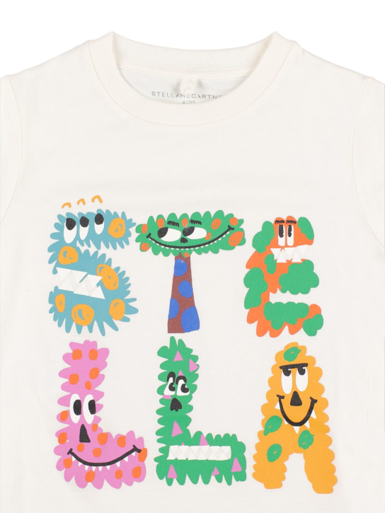 Stella Mccartney Kids: T-shirt en coton biologique imprimé logo - Blanc - kids-boys_1 | Luisa Via Roma