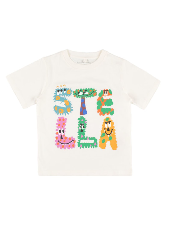 Stella Mccartney Kids: T-shirt en coton biologique imprimé logo - Blanc - kids-boys_0 | Luisa Via Roma