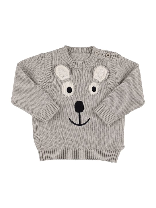 Stella Mccartney Kids: Embroidered organic cotton knit sweater - Grey - kids-boys_0 | Luisa Via Roma