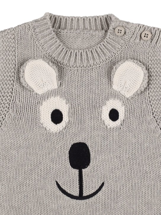 Stella Mccartney Kids: Embroidered organic cotton knit sweater - Grey - kids-boys_1 | Luisa Via Roma
