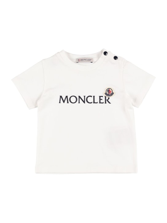 Moncler: T-shirt in jersey di cotone - Bianco - kids-girls_0 | Luisa Via Roma