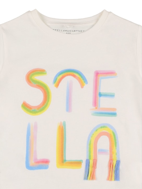 Stella Mccartney Kids: Logo print organic cotton t-shirt - White - kids-girls_1 | Luisa Via Roma