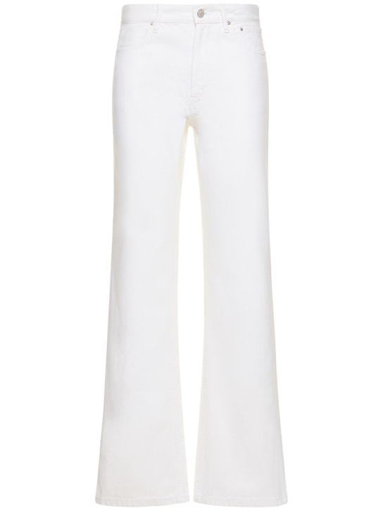 Gauchere: Jeans dritti vita bassa in denim di cotone - Bianco - women_0 | Luisa Via Roma