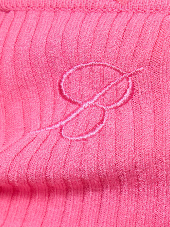 Blumarine: Off-the-shoulder faux fur knit top - Pink - women_1 | Luisa Via Roma