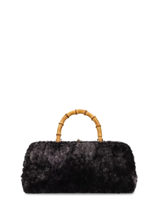 Jil Sander: Small Goji Shearling top handle bag - Black - women_0 | Luisa Via Roma