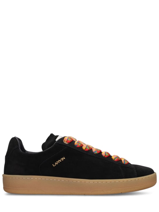 Lanvin: Lite curb leather low top sneakers - Black - men_0 | Luisa Via Roma