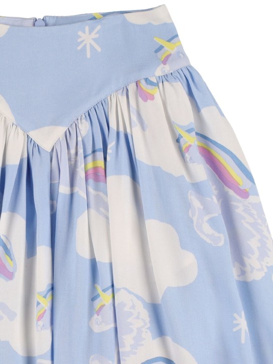 Stella Mccartney Kids: Unicorn print viscose midi skirt - Light Blue - kids-girls_1 | Luisa Via Roma