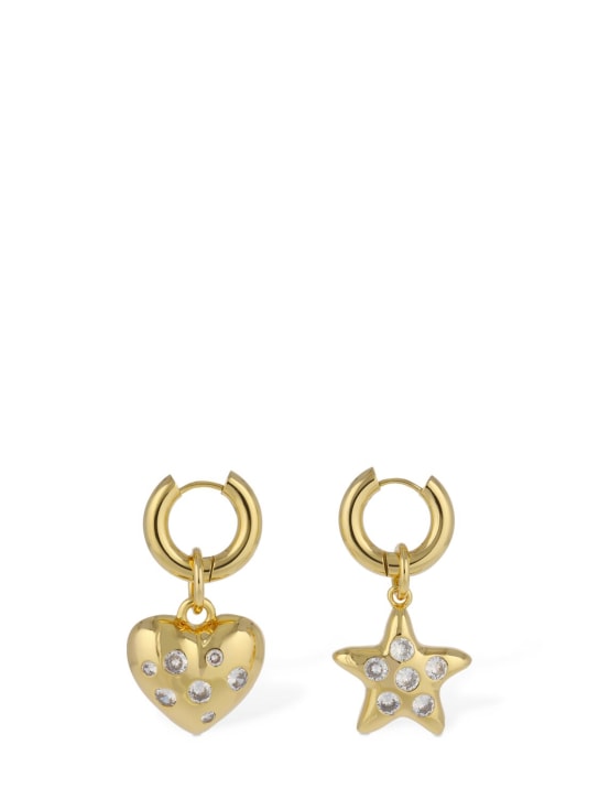 Timeless Pearly: Star & heart mismatched crystal earrings - Gold/Crystal - women_0 | Luisa Via Roma