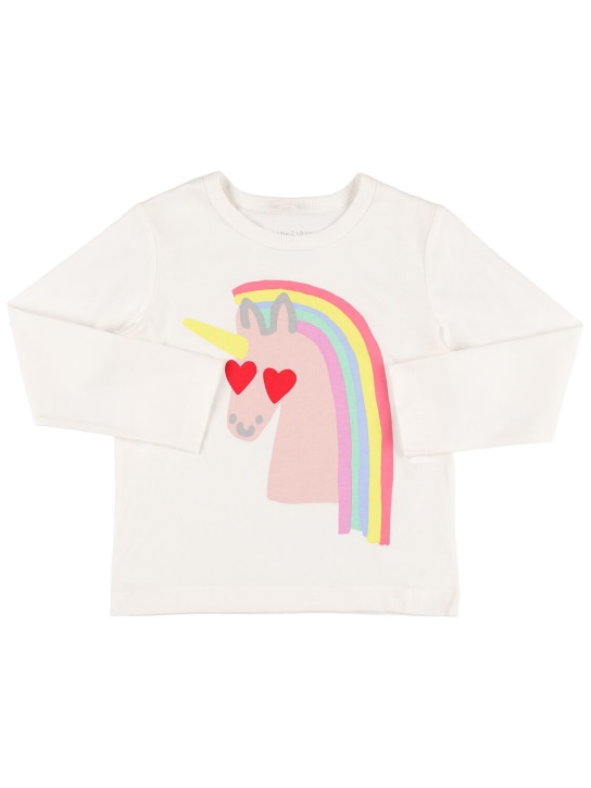 Stella Mccartney Kids: Unicorn print organic cotton t-shirt - White - kids-girls_0 | Luisa Via Roma