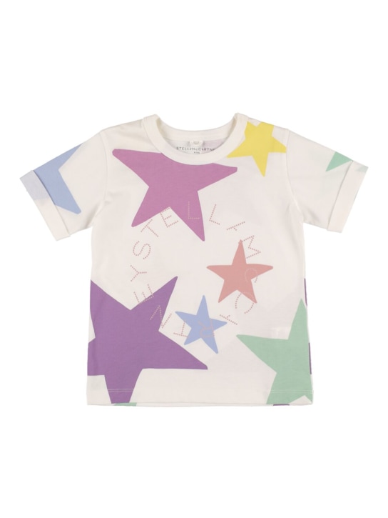 Stella Mccartney Kids: Logo print organic cotton t-shirt - Multicolor - kids-girls_0 | Luisa Via Roma