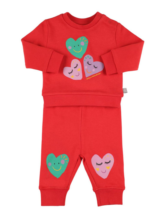 Stella Mccartney Kids: Sweat-shirt & pantalon en coton biologique - Rouge - kids-girls_0 | Luisa Via Roma