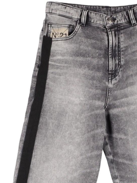 N°21: Cotton denim jeans w/ side bands - Schwarz - kids-boys_1 | Luisa Via Roma