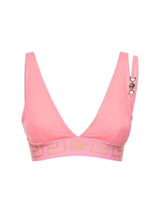Versace: Greca logo bikini top w/strap - Pink - women_0 | Luisa Via Roma