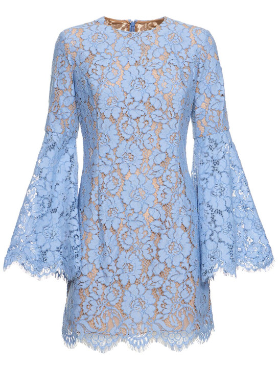 Michael Kors Collection: Floral lace cotton blend mini dress - Light Blue - women_0 | Luisa Via Roma