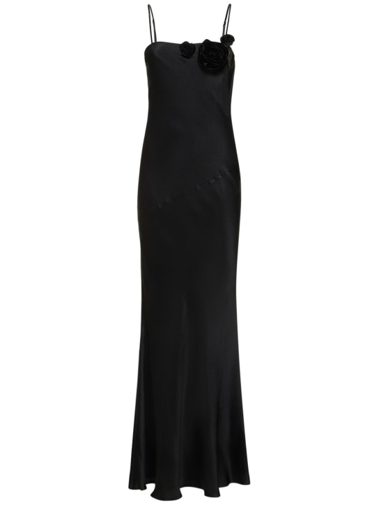 Blumarine: Silk satin blend cutout long dress - Black - women_0 | Luisa Via Roma