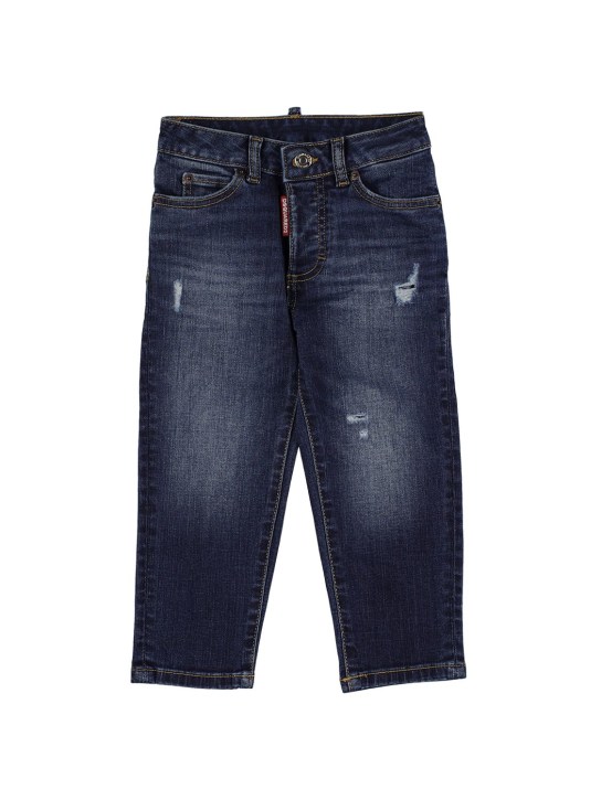 Dsquared2: Destroyed stretch cotton denim jeans - Denim - kids-boys_0 | Luisa Via Roma