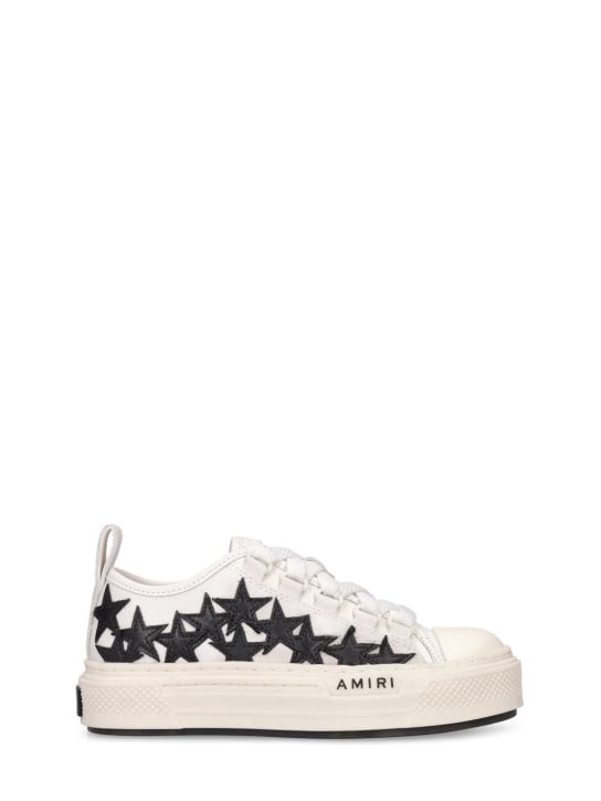 Amiri: Sneakers à lacets en toile de coton - Blanc/Noir - kids-girls_0 | Luisa Via Roma