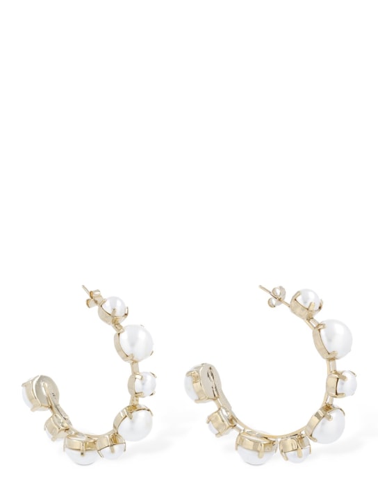Rosantica: Perla faux pearl hoop earrings - White/Gold - women_0 | Luisa Via Roma