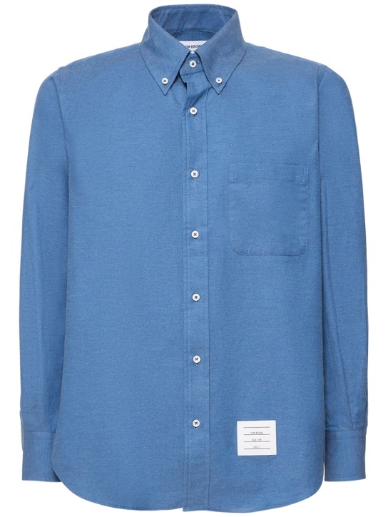 Thom Browne: 背面中心条纹细节衬衫 - 深蓝色 - men_0 | Luisa Via Roma