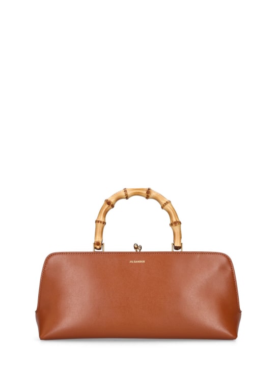 Jil Sander: Small Goji leather top handle bag - Tan - women_0 | Luisa Via Roma