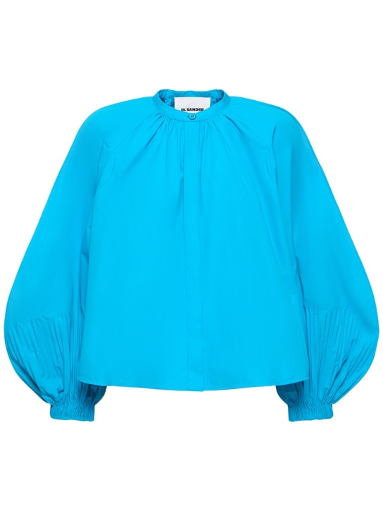 Jil Sander: Cotton poplin puff sleeve shirt - Light Blue - women_0 | Luisa Via Roma