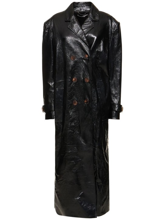 Alessandra Rich: Manteau long oversize en cuir verni - Noir - women_0 | Luisa Via Roma