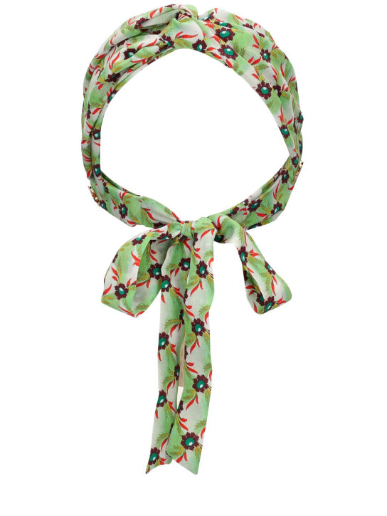 Etro: Printed silk bandana - Multi/Green - women_0 | Luisa Via Roma