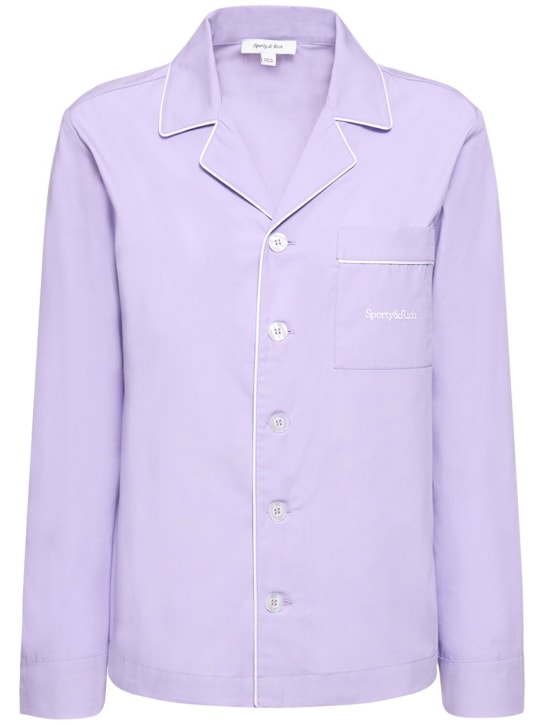 Sporty & Rich: Serif logo long-sleeve pajama top - Purple - women_0 | Luisa Via Roma