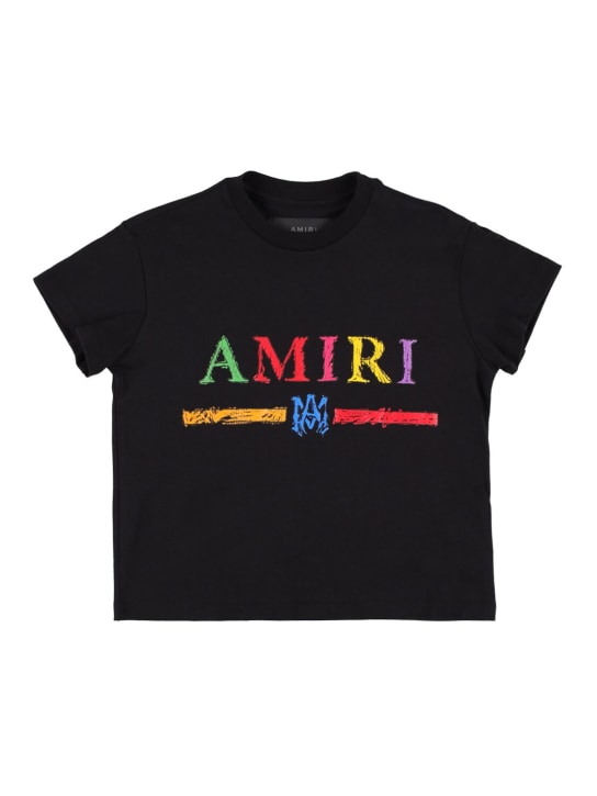 Amiri: T-shirt en jersey de coton à imprimé logo - kids-girls_0 | Luisa Via Roma