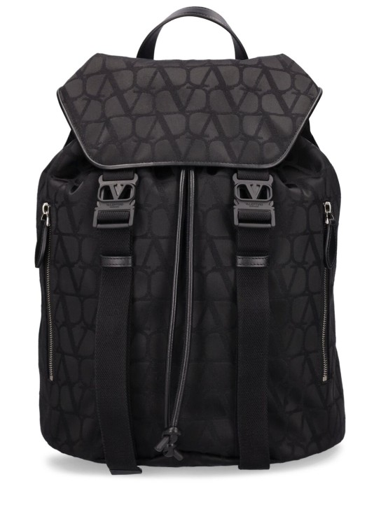 Valentino Garavani: Toile Iconographe cotton blend backpack - Black - men_0 | Luisa Via Roma