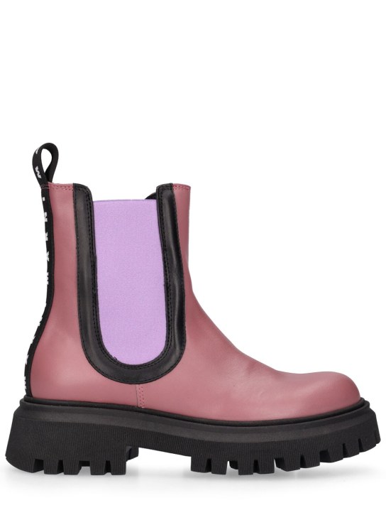Marni Junior: Leather boots w/logo - Pink - kids-girls_0 | Luisa Via Roma