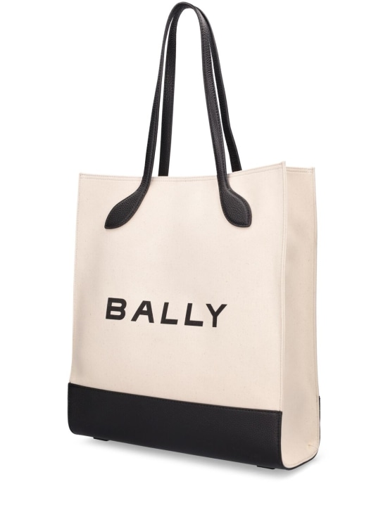 Bally: NS Bar Keep On organic cotton bag - Natural/Black - men_1 | Luisa Via Roma