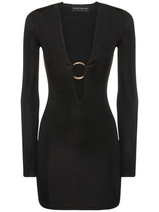 Louisa Ballou: Helios stretch cotton mini dress - Black - women_0 | Luisa Via Roma