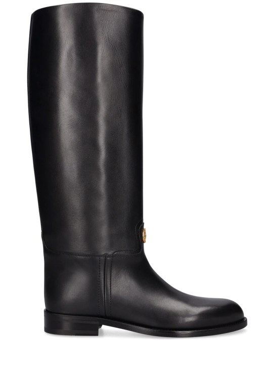 Bally: 20mm Hollie tall leather boots - Black - women_0 | Luisa Via Roma