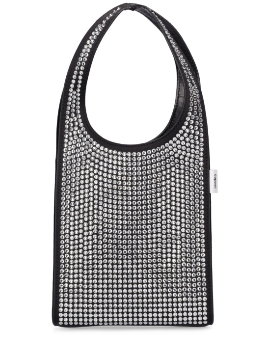 Coperni: Mini crystal embellished Swipe tote bag - Black - women_0 | Luisa Via Roma