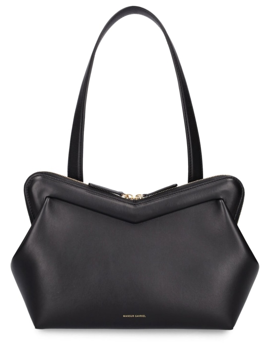 Mansur Gavriel: M Frame smooth leather shoulder bag - Black/Flamma - women_0 | Luisa Via Roma