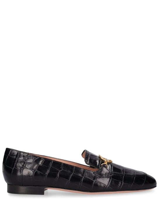 Bally: 10mm Obrien croc embossed loafers - Black - women_0 | Luisa Via Roma