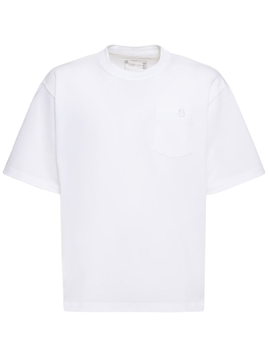 Sacai: T-shirt en jersey de coton Sacai - Blanc - men_0 | Luisa Via Roma