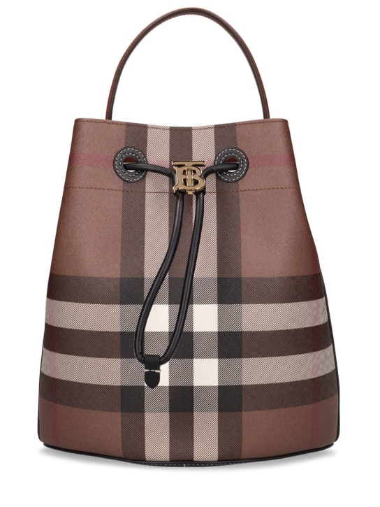 Burberry: Small Check drawstring bucket bag - Birch Brown - women_0 | Luisa Via Roma