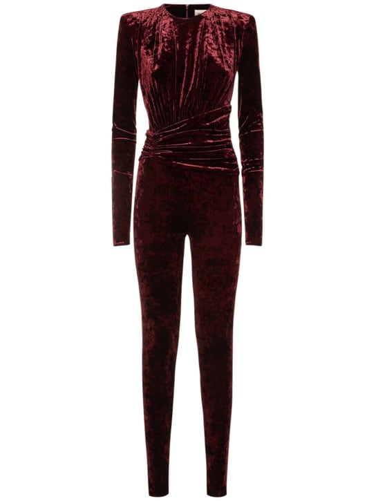 Alexandre Vauthier: Crushed velvet jumpsuit - Dark Red - women_0 | Luisa Via Roma