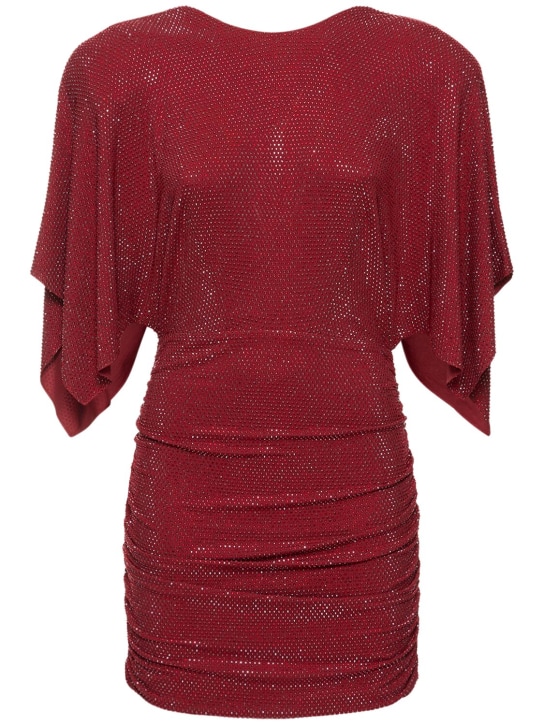 Alexandre Vauthier: Vestido corto de jersey glitter - Rojo Oscuro - women_0 | Luisa Via Roma